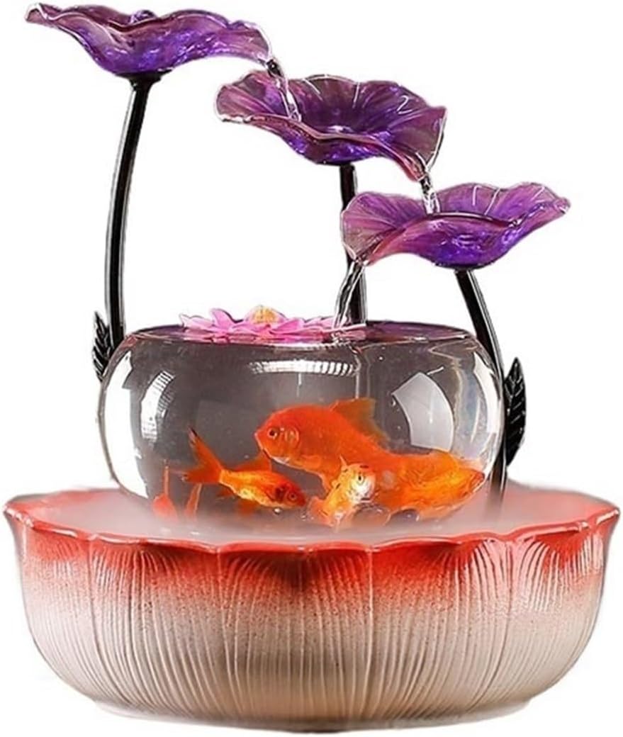 Indoor Waterfall Fountain Indoor Tabletop Fountains, Luxury-Style Fish Tank Water Ornament Home Office Desktop Decorations