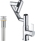 Lefton Rotatable Bathroom Faucet BF2204 with Pop-up Bathroom Sink Drain Stopper Without Overflow D01 (Contemporary, Chrome)
