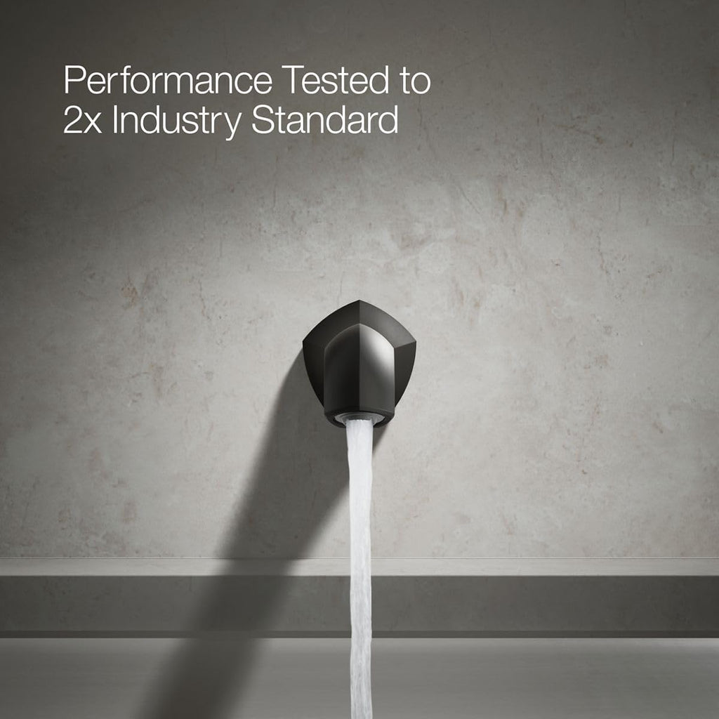 KOHLER 27115-BL Occasion Wall-Mount 12' Bath Spout, Nondiverter Bathtub Spout with Slip-Fit Connection, Matte Black