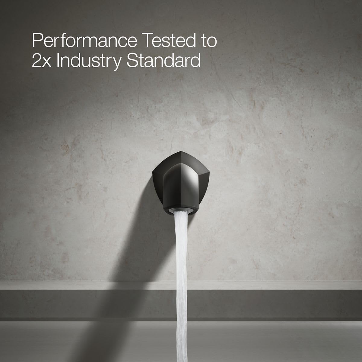 KOHLER 27115-BL Occasion Wall-Mount 12' Bath Spout, Nondiverter Bathtub Spout with Slip-Fit Connection, Matte Black