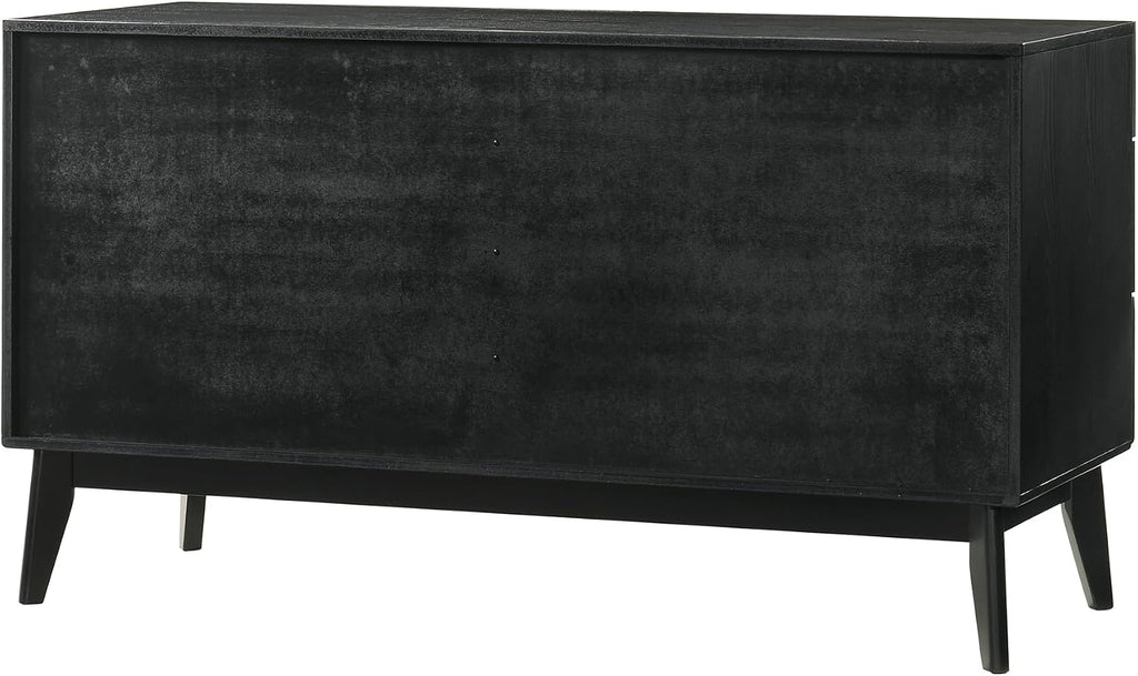 Armen Living Petra Queen 4 Piece Wood Bedroom Set in Black Finish