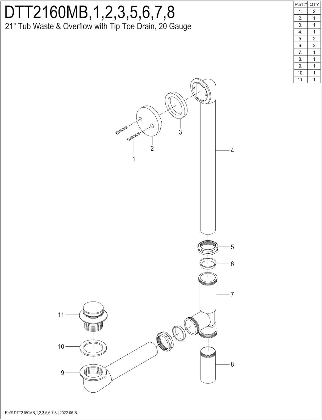 Kingston Brass 60' Acrylic Alcove Tub with Right Drain and Polished Chrome Tip-Toe Bath Tub Drain