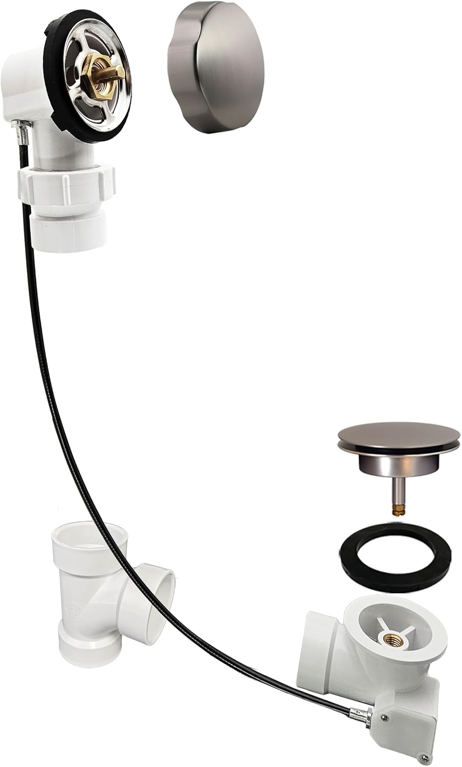Westbrass D50P35BJ-20 35' Ball Joint Schedule 40 PVC Cable Drain, Stainless Steel