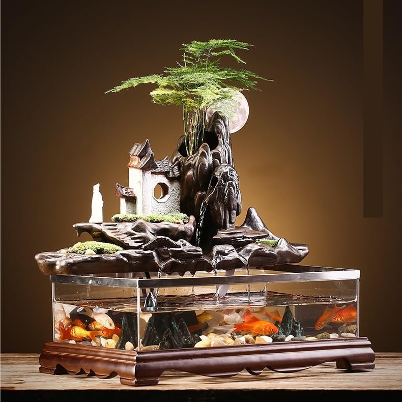 thalo Tabletop Fountains Fish Tank Water Landscape Office Home Circulation Fountain Landscaping Living Room Porch Wine Cabinet Decorative Ornaments Indoor Waterfall Feature