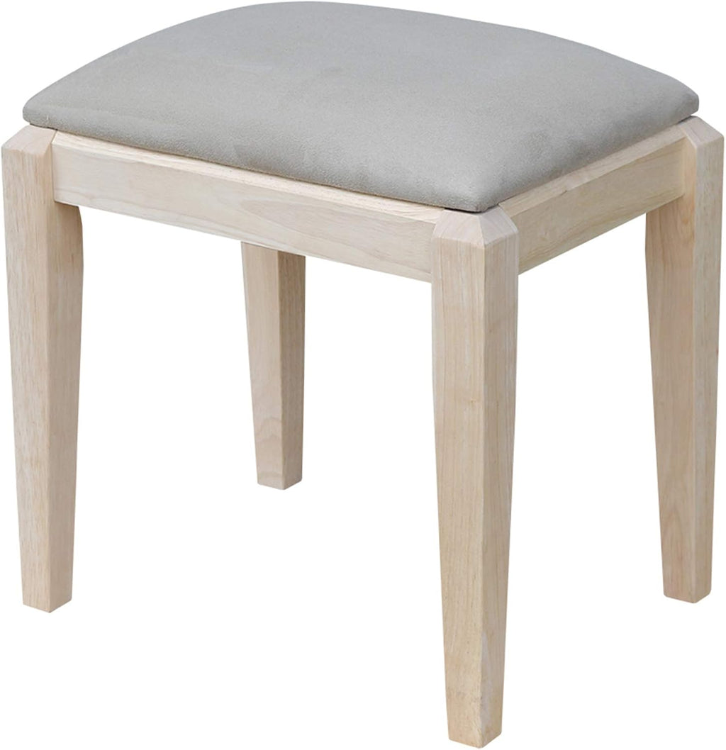 Solid Wood Vanity Table With Bench, Unfinished