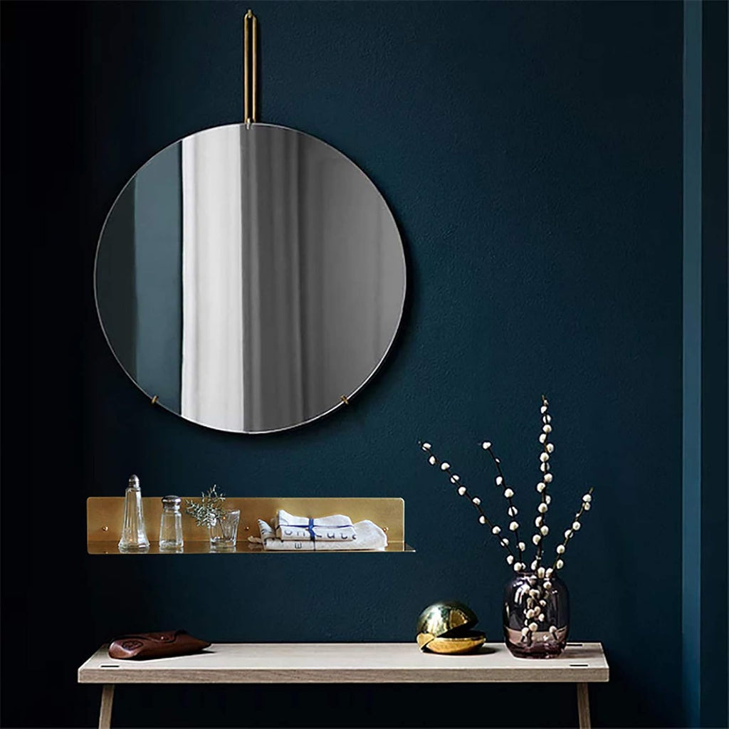 Nordic Bathroom Mirror Vanity Mirror Wall-Mounted Makeup Mirror with Hook Easy Installation Simple and Modern for Living Room (50 * 50 cm)