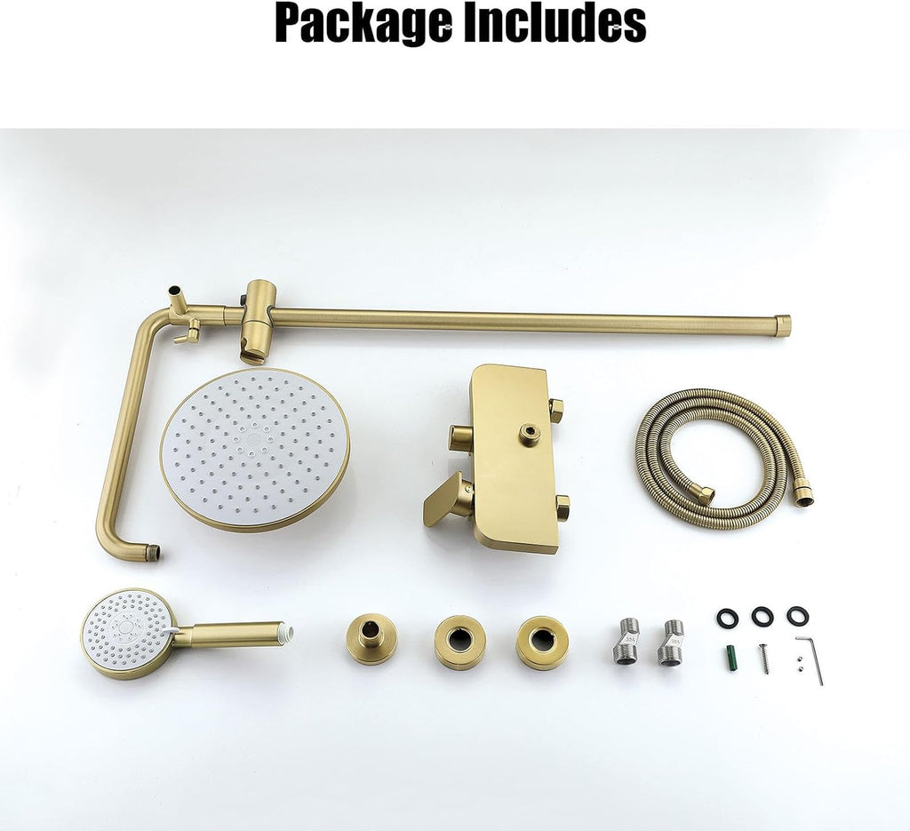 Shower System, 10inch/25cm Round Rain Shower Set, Modern and Simple Shower Faucet Sets Complete, 3 Modes Handheld, Bath Faucet, SUS304 Stainless Steel Valve, Height Adjustable, Durable