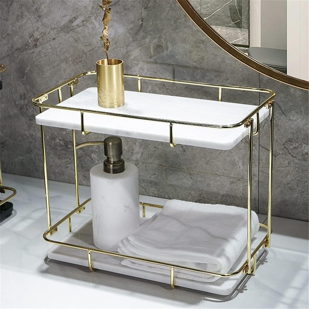 Home Vanity Rectangle Shelf Bathroom Corner Countertop Marble Storage Box Decoration Accessories