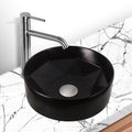 Strictly Sinks Round Ceramic Luxury Vessel Sink - 16 Inch Round Black Vessel Sink, Modern Ceramic Countertop Bathroom Sink – Easy to Install Above Counter Luxurious Bathroom Vessel Sink
