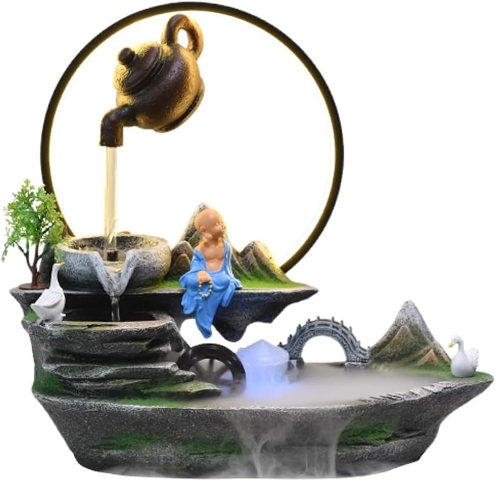 Tabletop Fountain Rocky Mountain Flowing Water Fountain Living Room High Mountain Circulating Water Humidifier Office Front Desk Desktop Decoration Desktop Fountain (Color : 03)