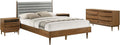 Armen Living Artemio Queen 4 Piece Wood Bedroom Set in Walnut Finish