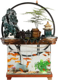 House Decorative Items Tabletop Fountain Ceramic Waterfall Fountain with Lamp Ring and Fish Tank Tabletop Flowing Water Decoration Office Home Decoration Tabl,A
