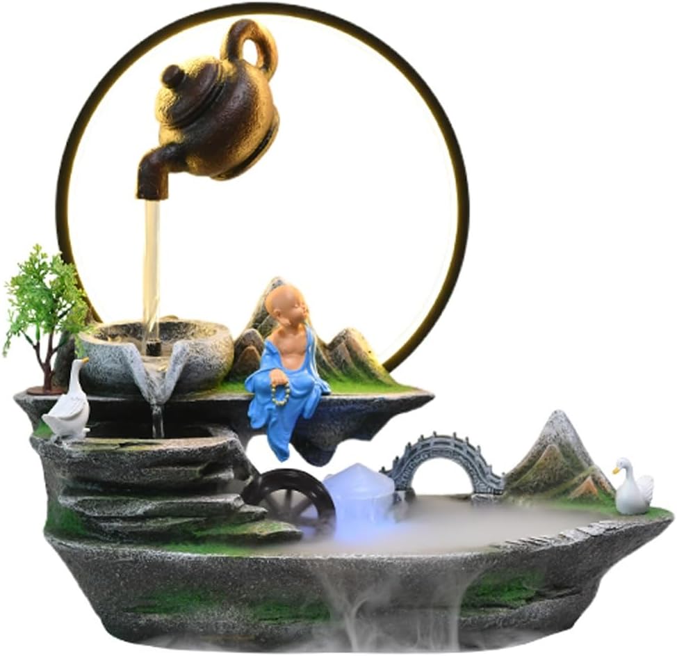 Tabletop Fountain Rocky Mountain Flowing Water Fountain Living Room Circulating Humidifier Office Front Desk Desktop Decoration Desktop Fountain Decoration Desktop Fountain (Color : A)