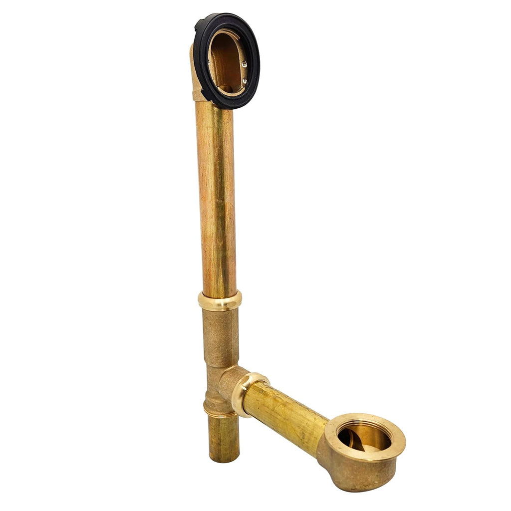 Westbrass 14' 17 Gauge Brass Tip-Toe Drain Bath Waste and Overflow with 2-Hole Faceplate, Satin Nickel, D325-07