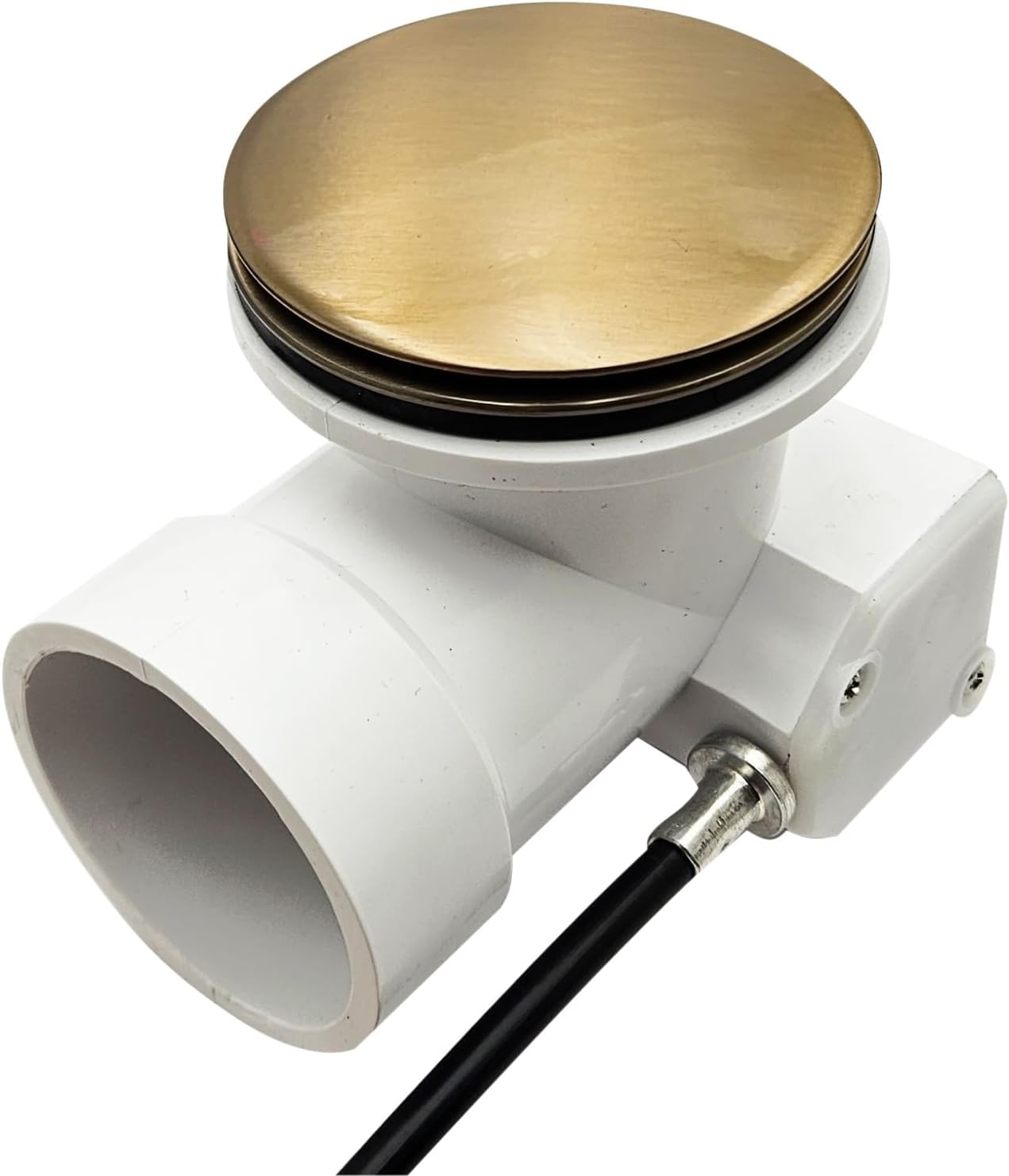 Westbrass A50P45-19 45' SCH. 40 PVC Cable Driven Bath Drain Trim Kit with Rotary Overflow Cover Knob and Pop-Up Stopper, Champagne Bronze