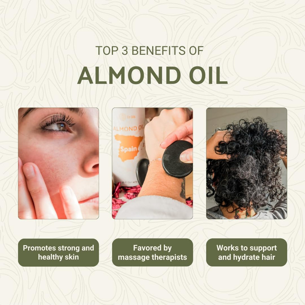 Nature Packaged Sweet Almond Oil - for Skin and Hair - Carrier Oil for Essential Oils Mixing - From EIR Oils' Farm in Mallorca, Spain - 4 Gallons