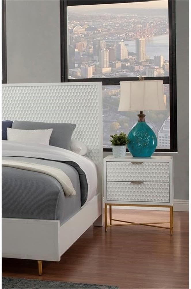 Home Square 4 Piece Set with Nightstand Standard King Headboard & Bedroom Vanity