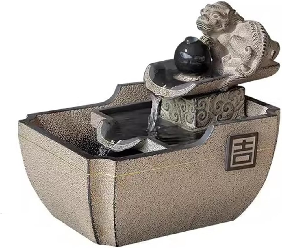 Tabletop Fountain Flowing Water Decoration for Living Room Study and Study Chinese Style Creative Fountain Water Landscape Decoration Desktop Decoration Desktop Fountain (Color : C)