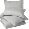 4 Piece Bed in a Bag Set 100% Cotton 1000 Thread Count Duvet Cover Pillow Shams & Fitted Sheet with Extra Deep Pocket Soft Bedding(King Size, Silver Grey)