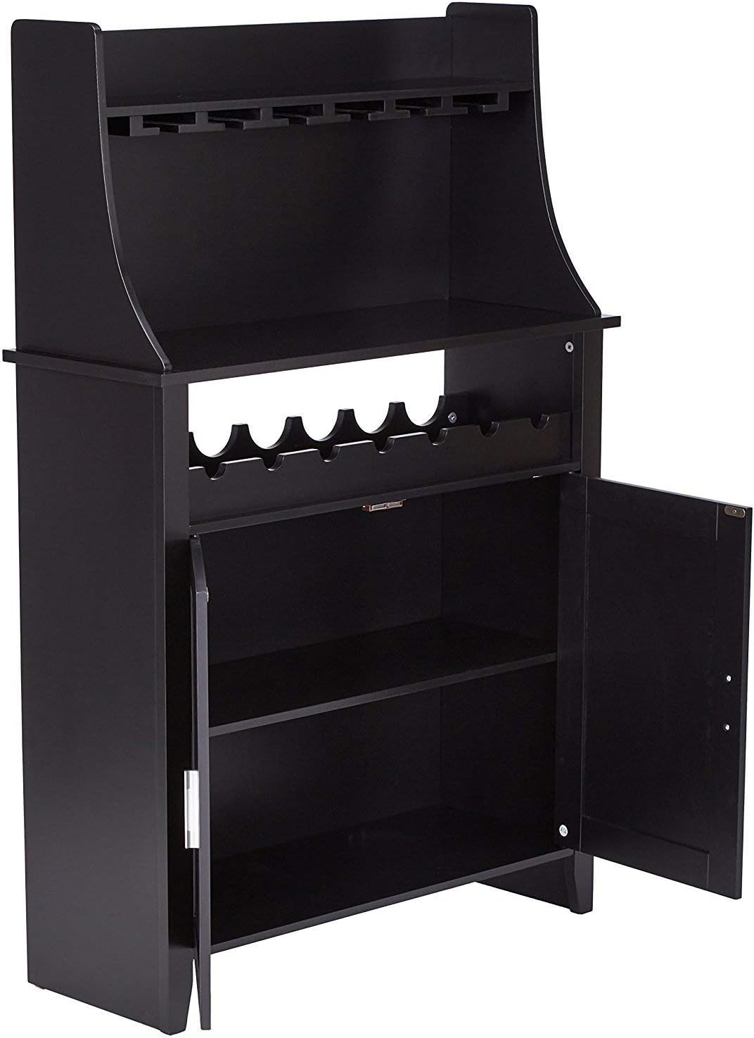 Kings Brand Furniture Wood Wine Rack Buffet & Storage Cabinet, Black, WR1345