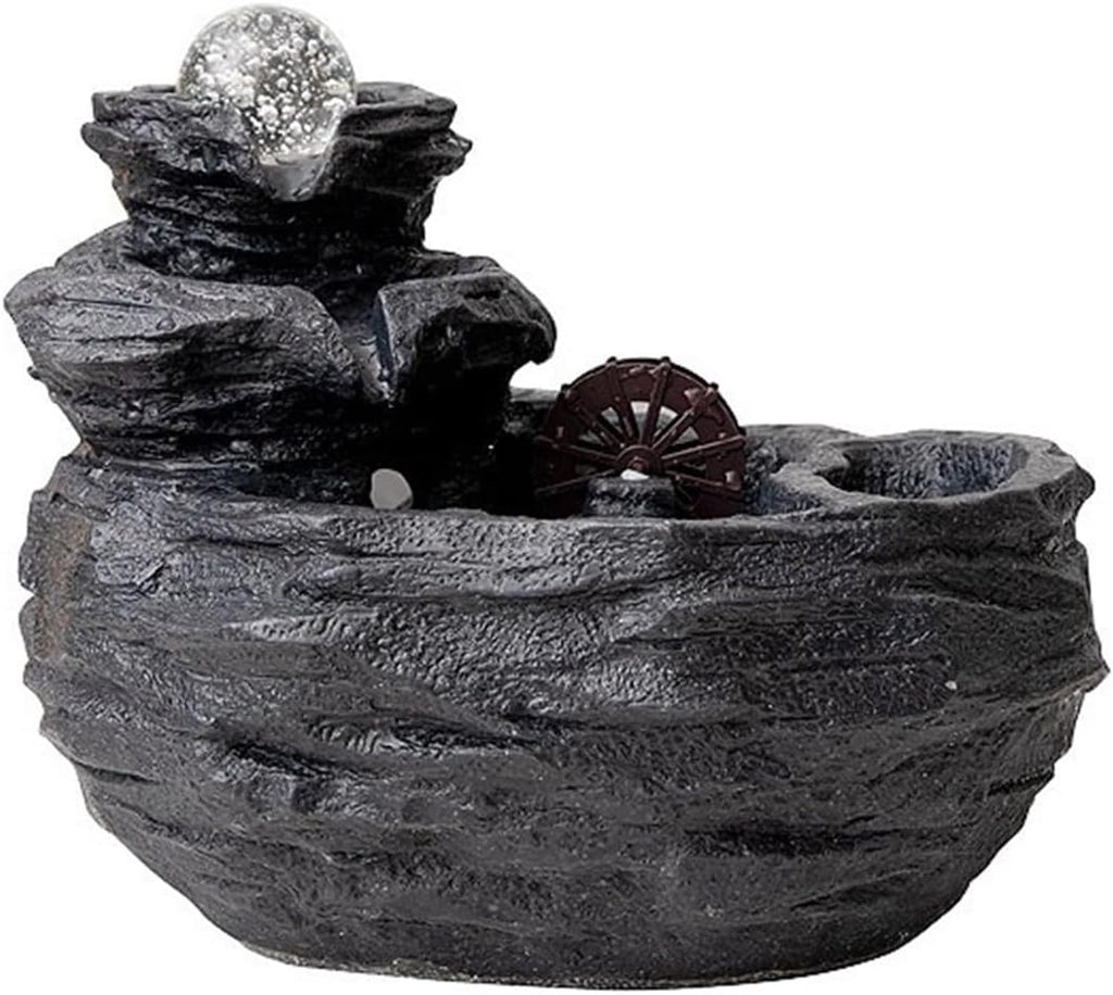 Tabletop Fountain Tabletop Water Fountain Indoor Relaxation Waterfall for Home and Office Decor(Black)