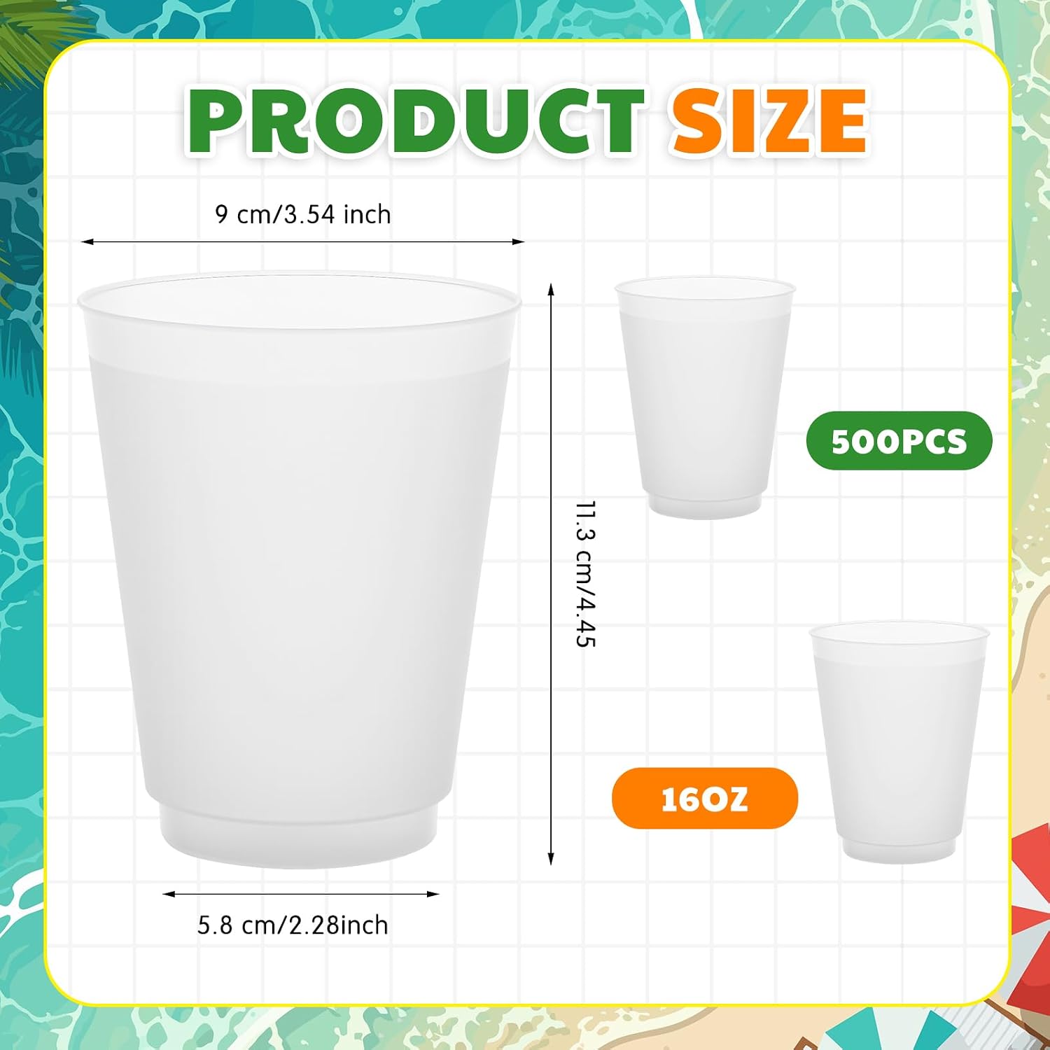 Jingmore 500 PCS Frosted Plastic Cups Bulk - 16 oz Disposable Clear Drinking Frosted Cups for Stadium Events Home, Party, Birthday Supplies