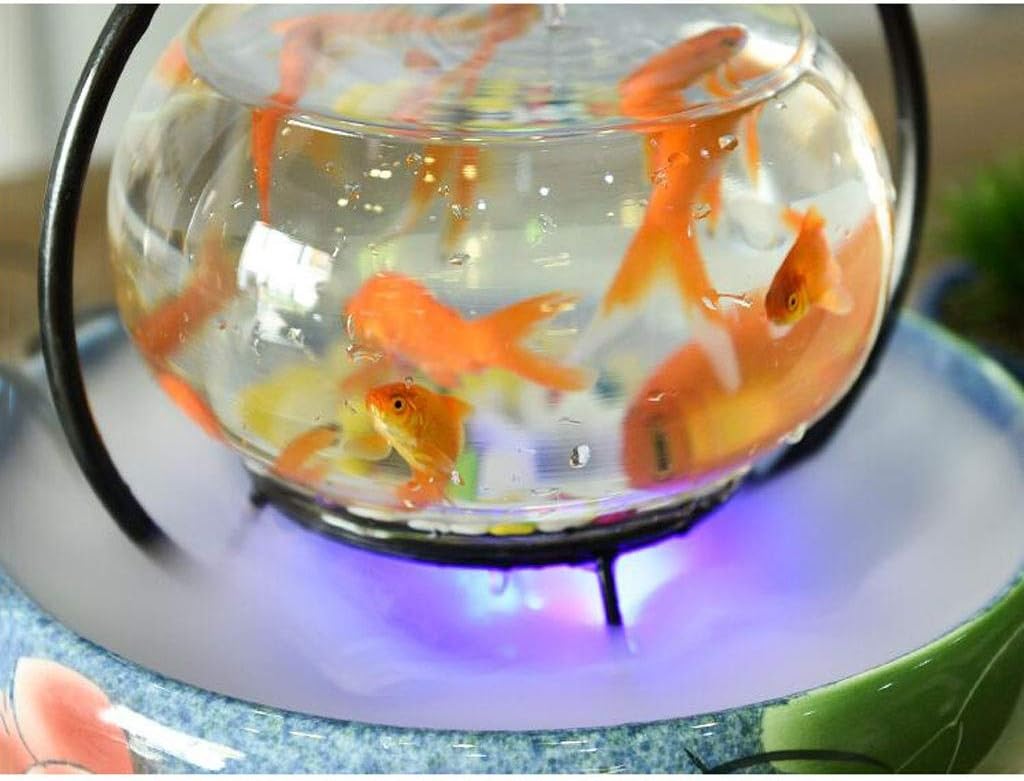 Tabletop Fountain Tabletop Fountain Ceramic Lotus Leaf Desktop Fountain Fish Tank with Atomizer Fountain Home Decoration 12.2 Inches Exquisite Decoration