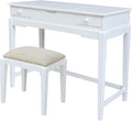 International Concepts Solid Wood Vanity Table with Bench in White