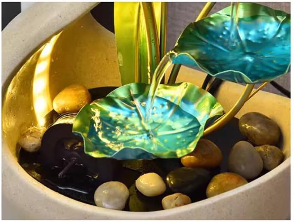 Tabletop Fountains Iron Desktop Fountain Circulating Water Lotus Decoration Zen Meditation Ornament Indoor Fountains