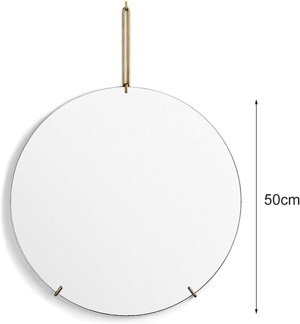Nordic Bathroom Mirror Vanity Mirror Wall-Mounted Makeup Mirror with Hook Easy Installation Simple and Modern for Living Room (50 * 50 cm)