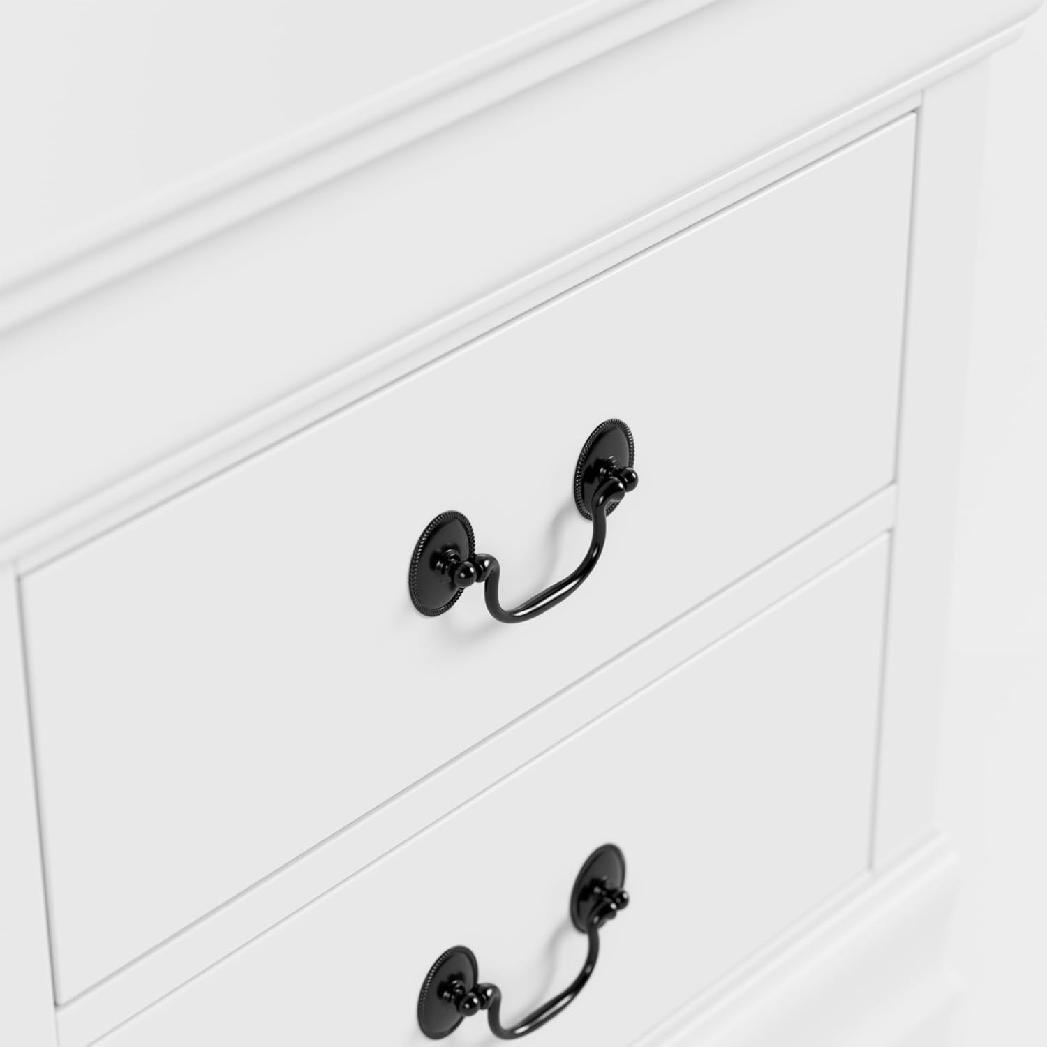 Furniture of America Arabella Traditional Solid Wood 5 Piece Bedroom Set with King Bed Frame, Nightstands, Dresser with Mirror, Storage and Organization, Bedframe Box Spring Needed, White