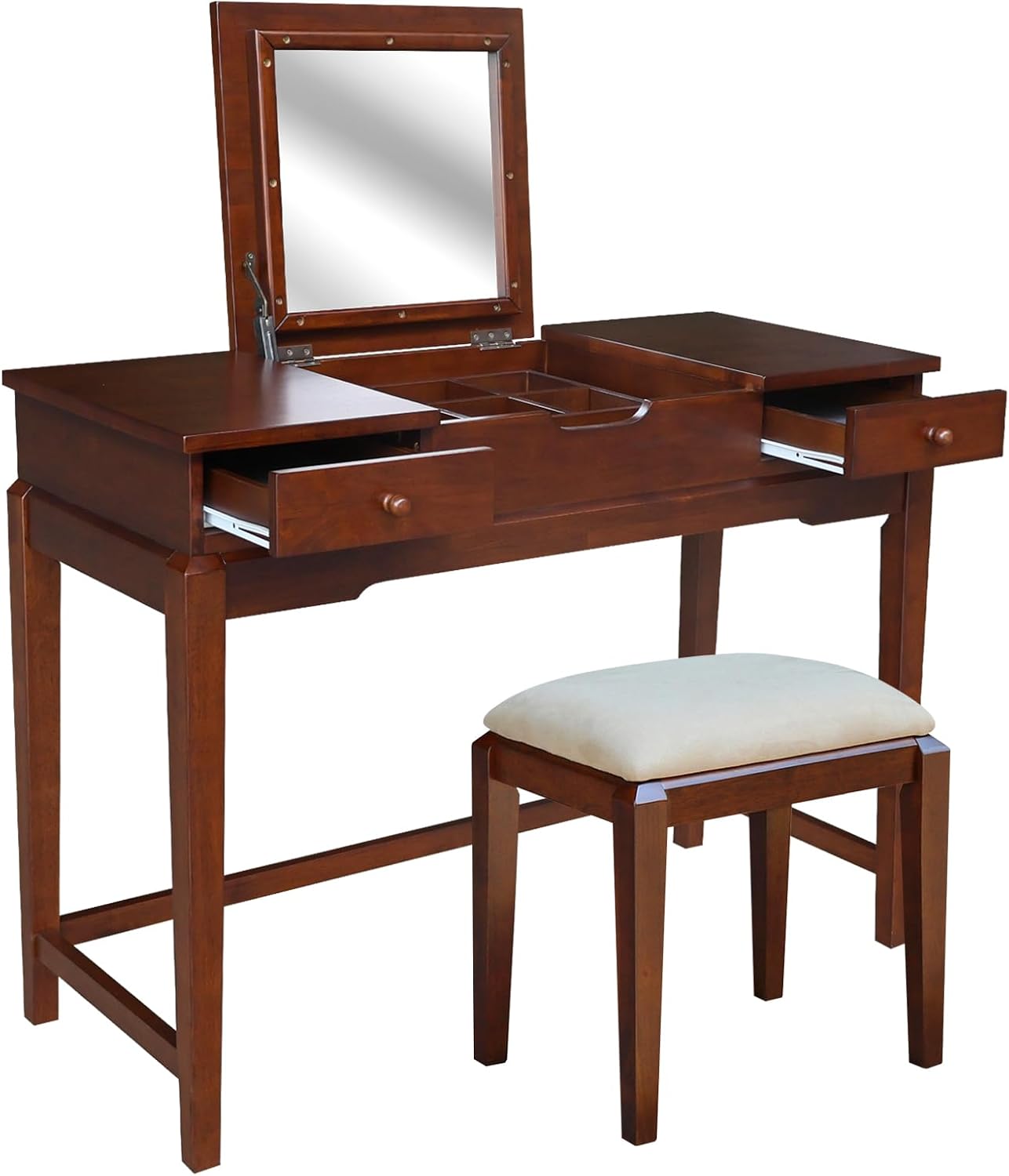 International Concepts Vanity Table with Vanity Bench Esspresso