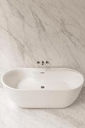 Carver Tubs - Amur 70' - Modern Freestanding Soaking Bathtub With Heated Jetted Air - Modern Spacious Oval Acrylic Fiberglass Tub With Chrome Drain - Deep Relaxing Soak - 70.5'L x32.5'W x 23'H