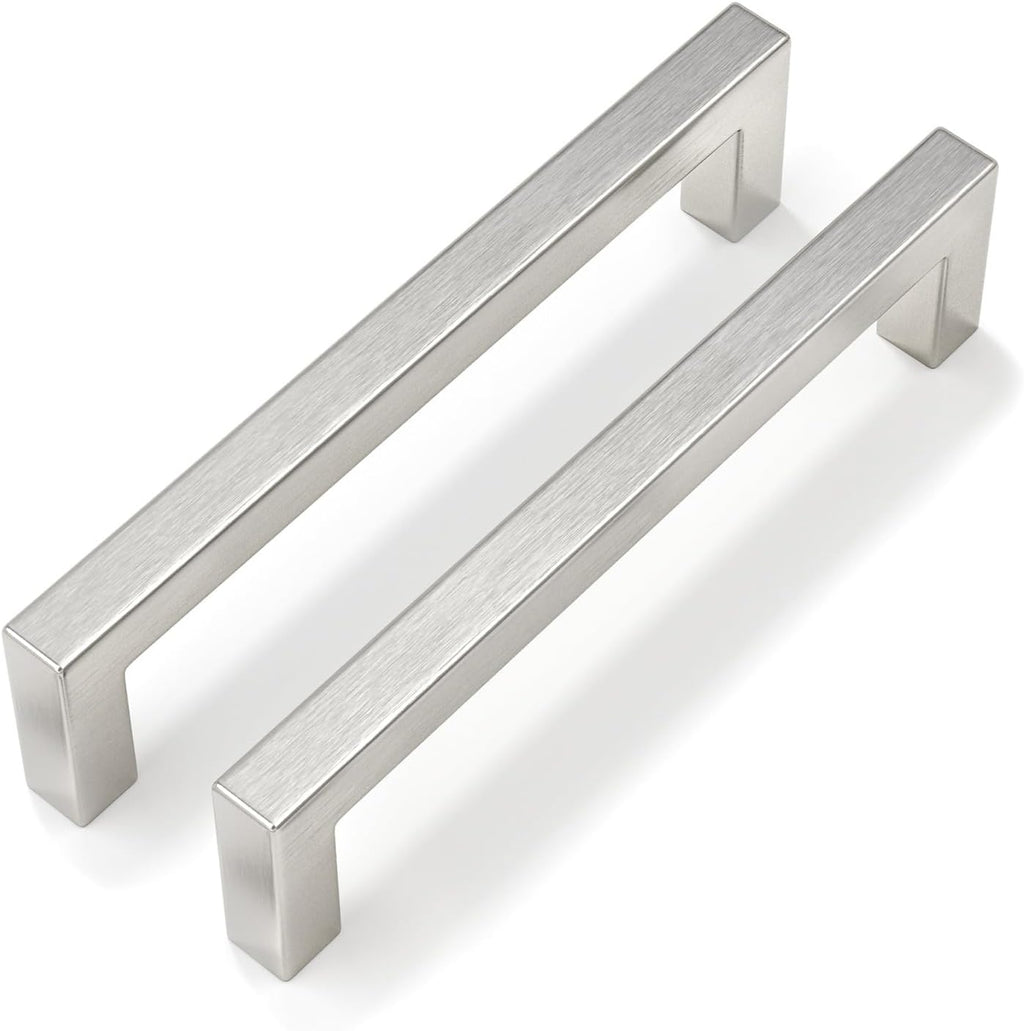 Goldenwarm 50 Pack 5 Inch Brushed Nickel Cabinet Pulls Square Drawer Handles Silver Kitchen Hardware Cupboard Dresser
