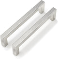 Goldenwarm 50 Pack 5 Inch Brushed Nickel Cabinet Pulls Square Drawer Handles Silver Kitchen Hardware Cupboard Dresser