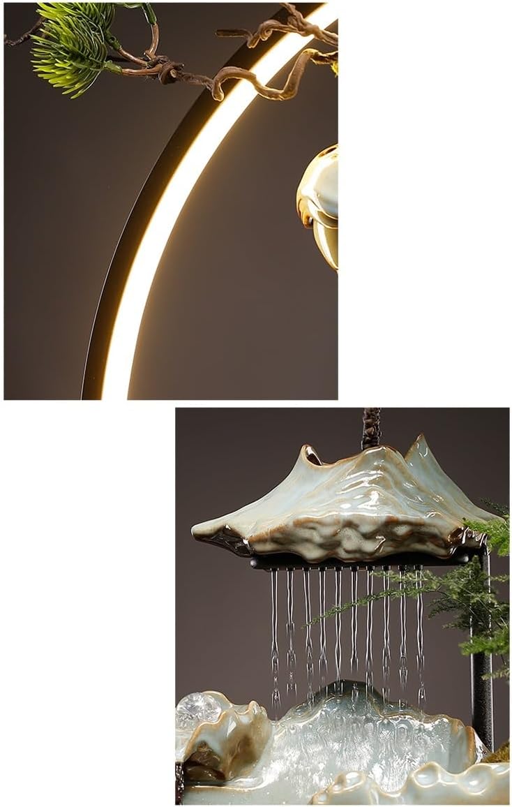Tabletop Fountains Chinese Style Water Fountain Fortune Ornaments Creative Circulation Humidifier Home Office Desktop Decoration Indoor Tabletop Water Fountain