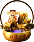 Desktop Fountain Chinese Lucky Fortune Tabletop Fountain Waterfall Desktop Electric Water Decor w/LED Indoor Portable Decorative Meditation Kit Includes Submersible Pump(Large)