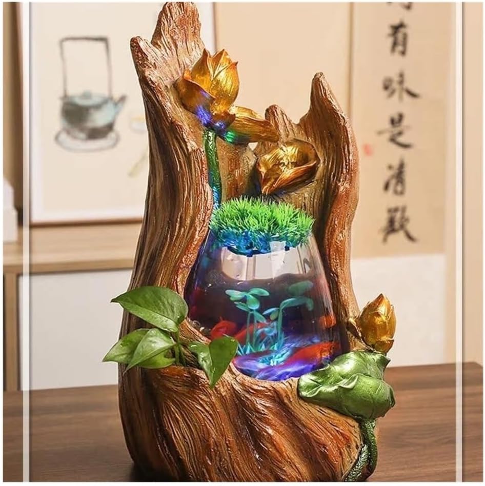 Tabletop Water Fountain, Tabletop Fountain Small Home Desktop Fish Tank Water Circulation Water Ornaments Home Decor