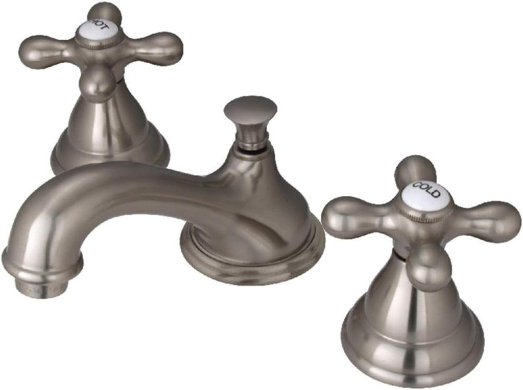 Kingston Brass KS5568AX Royale Widespread Lavatory Faucet with Metal Cross Handle, Brushed Nickel