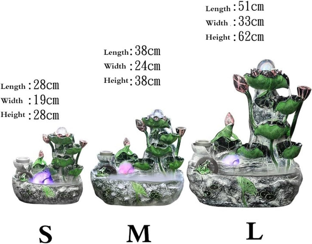 Tabletop Fountain Tabletop Water Fountain Lotus Feng Shui Wheel Indoor Circulating Ornaments(Small)