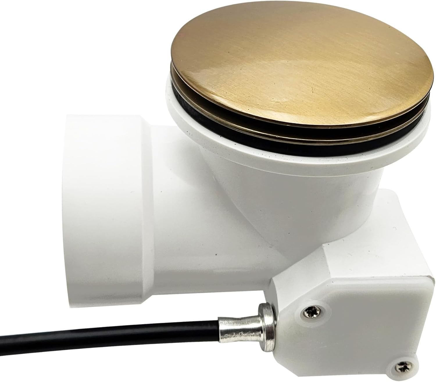 Westbrass A50P45-19 45' SCH. 40 PVC Cable Driven Bath Drain Trim Kit with Rotary Overflow Cover Knob and Pop-Up Stopper, Champagne Bronze