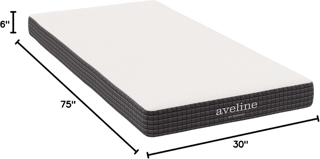 Modway Aveline 6' Gel Infused Memory Mattress with CertiPUR-US Certified Foam Narrow Twin Mattress