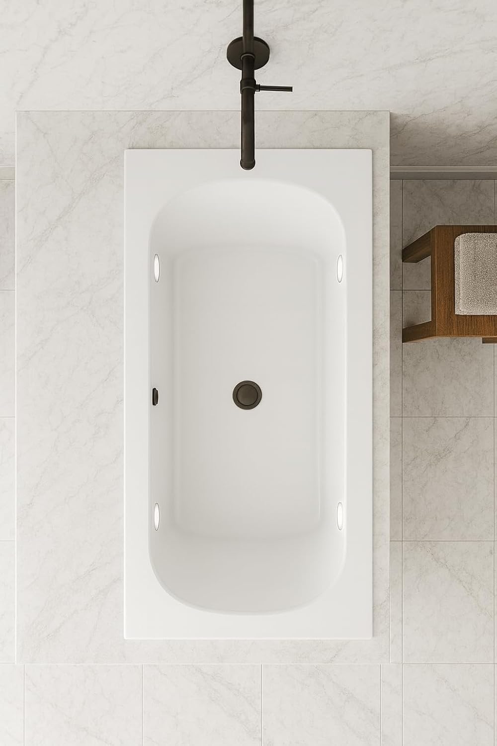 Carver Tubs - Aphrodite 67'- Modern Freestanding Soaking Bathtub With LED Lights Built-in - Modern Rectangle Acrylic Fiberglass Bath Tub With Chrome Drain - Deep Soaking - 67'L x 31.5'W x 23'H