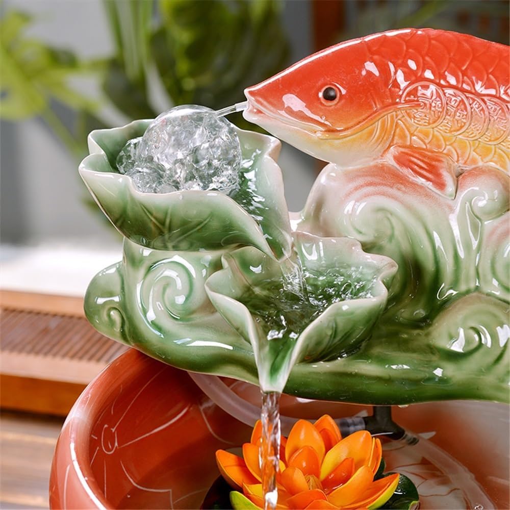 Tabletop Fountain Chinese-Style Desktop Fountains Circulating Water Feature for Meditation Relaxation(Large)