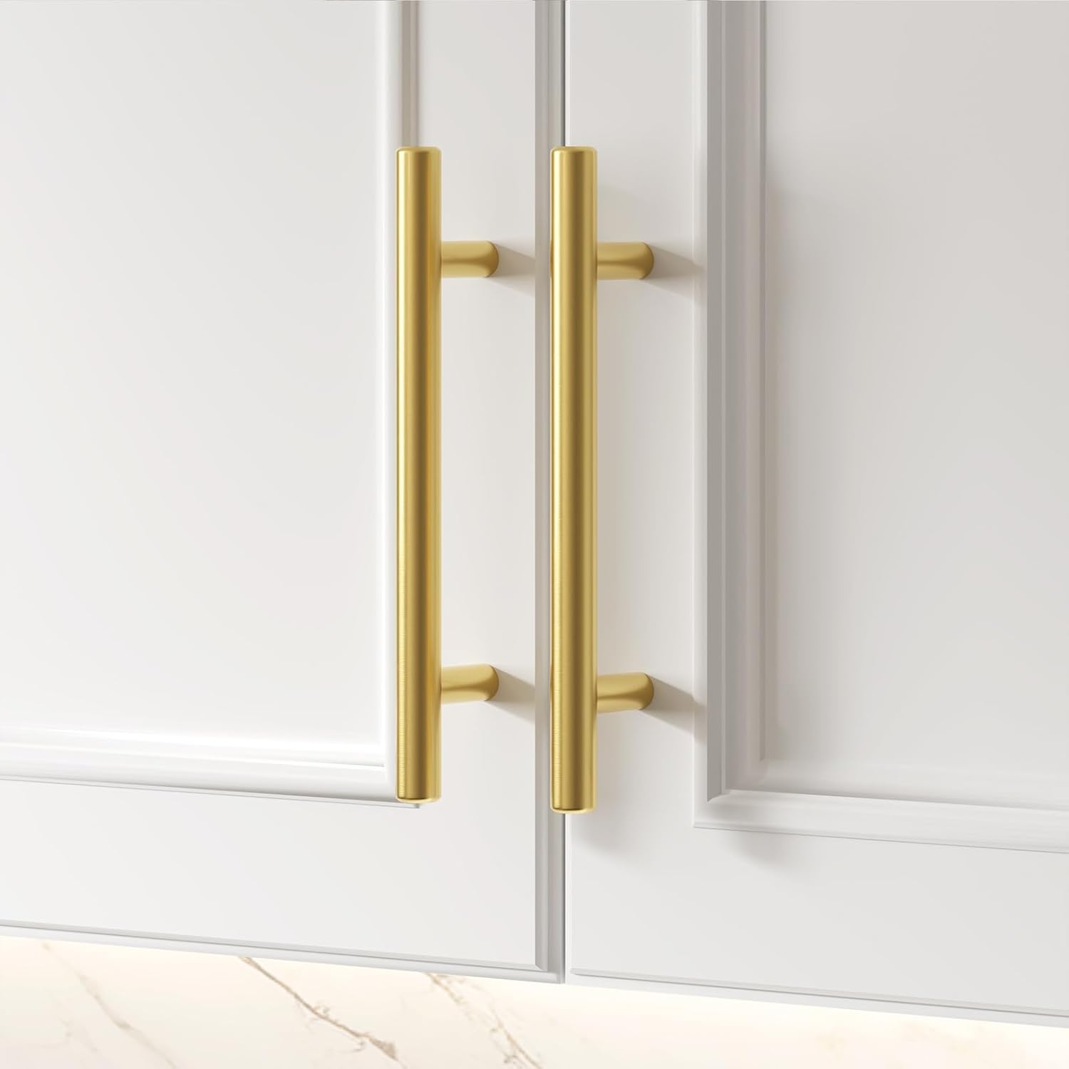 Goldenwarm 100 Pack 3 inch Gold Cabinet Handles Brushed Gold Cabinet Pulls Stainless Steel Drawer Pulls, Durable Kitchen Cabinet Handles - Bathroom Bedroom Dresser Handles Easy DIY Upgrade