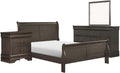 Benzara Ve Four Piece Queen Size Bedroom Set- Transitional Style- Stained Gray Finish