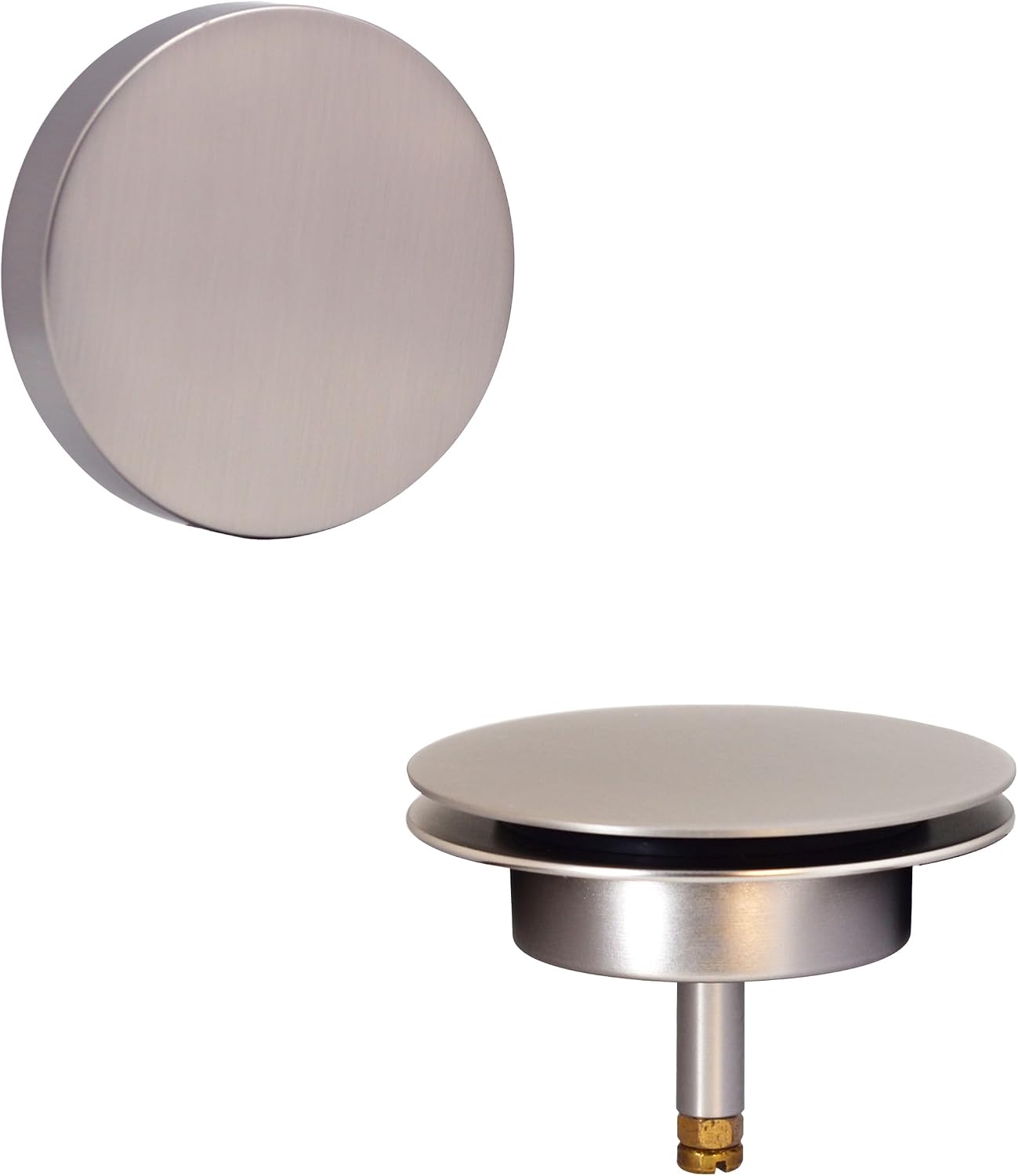 Westbrass D50P27SRE-07 27' Cable Drive Bathtub Drain Trim with Rotary Overflow Cover Knob, Pop-Up Stopper Sch. 40 PVC Fittings, Satin Nickel