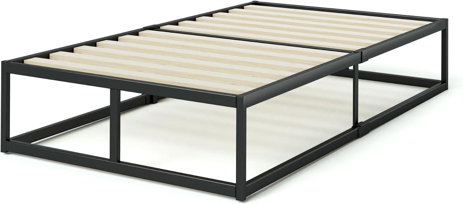 Zinus Joseph 14 Inch Platform Bed Frame, Wood Slat Support, No Box Spring Needed, Eco Friendly WonderBox(TM) Packaging, Easy Assembly, Black, Twin