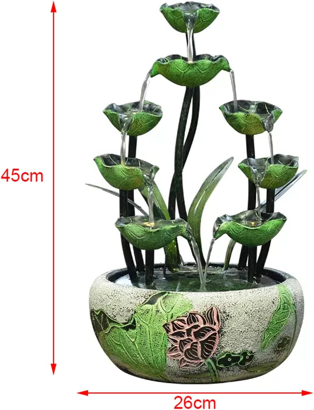 Tabletop Water Fountain Tabletop Fountains Indoor Lotus Leaf Relaxation Fountains Tabletop Waterfall Decoration Fountain Zen Meditation Indoor Waterfall Feature with Pump Indoor Fountain(Large)