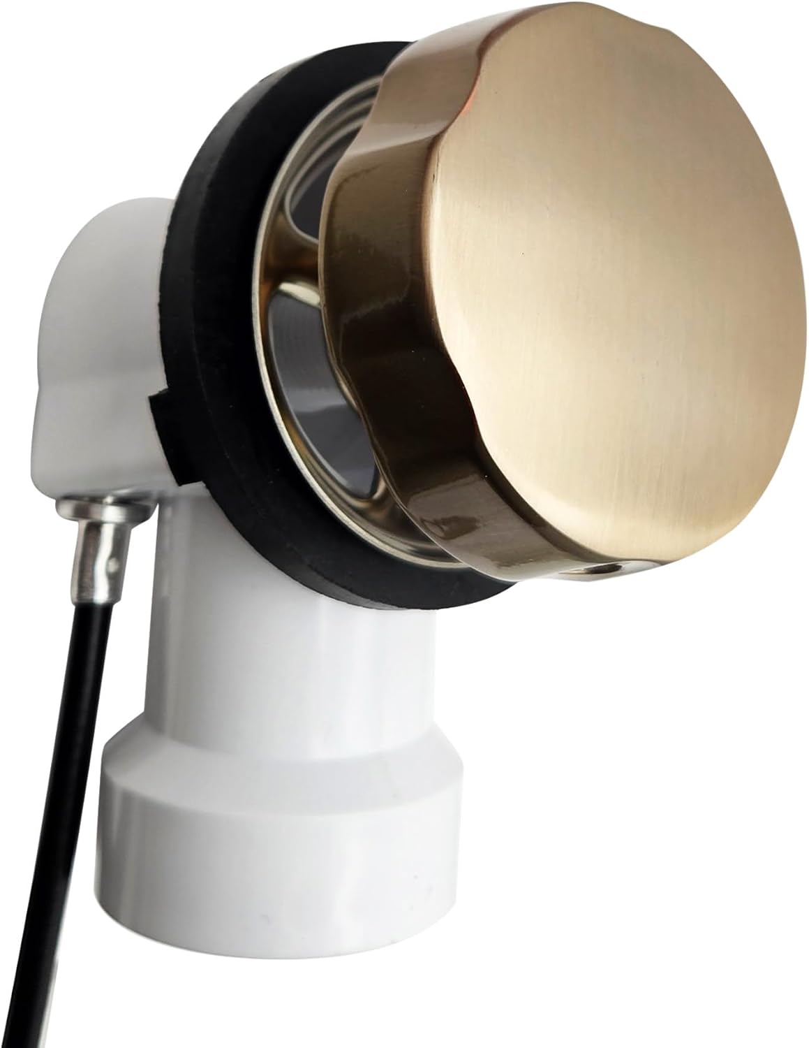 Westbrass A50P45-19 45' SCH. 40 PVC Cable Driven Bath Drain Trim Kit with Rotary Overflow Cover Knob and Pop-Up Stopper, Champagne Bronze